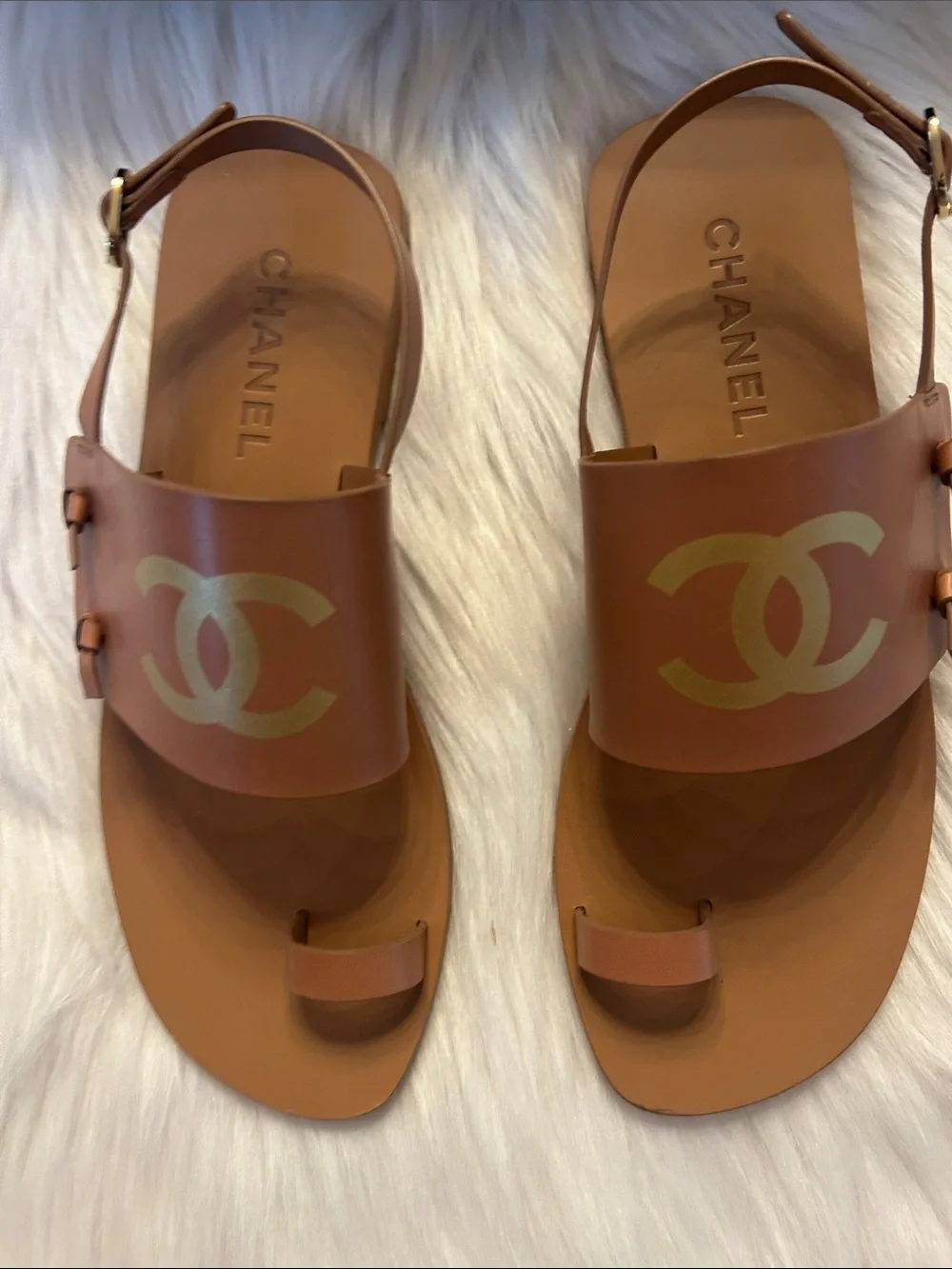 CHANEL tan leather